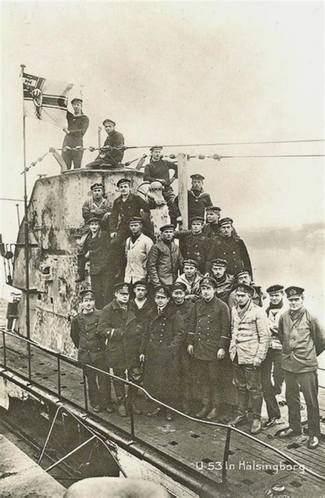 German U-boat crew on board of U53 in Helsingborg. : r/ww1_pictures