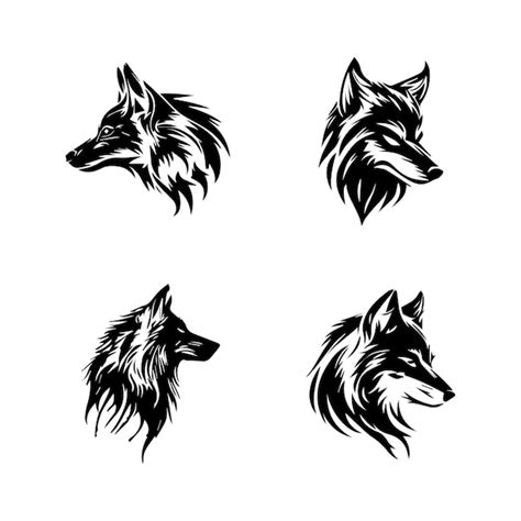 Conjunto de colección de silueta de logotipo de lobo enojado