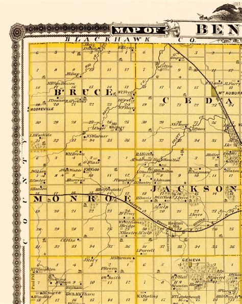 Historic County Map Benton County Iowa Andreas 1874 23 X 2892