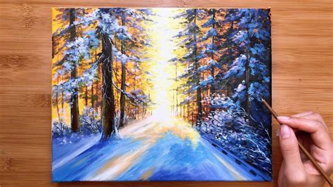 Beautiful Snow Scene Acrylic Painting Tutorial Sophia Art Youtube