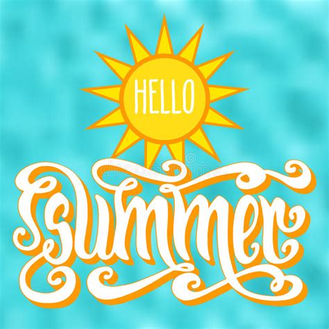 Hello Summer Green Lettering Stock Vector Illustration Of Graphic