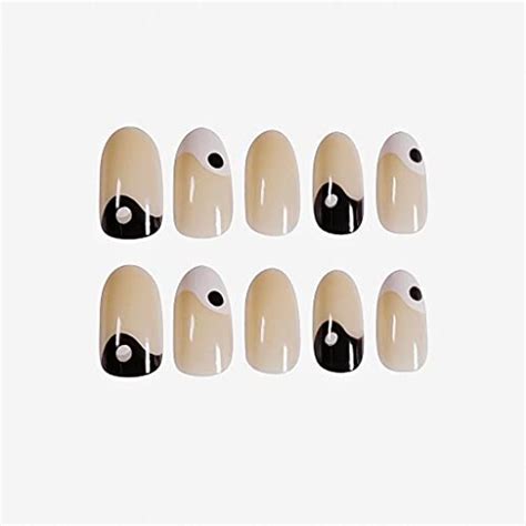 Rikview Nude Press On Nails Medium Length Almond Nails Fake Nails With