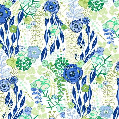 Large Green & Blue Floral Fabric Clothwork's Margot - Etsy