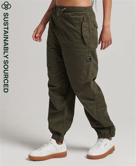 Mens Organic Cotton Parachute Grip Pants In Olive Night Superdry Ie