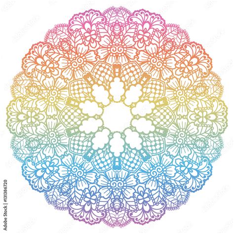 Round Rainbow Mandala Background Stock Vector Adobe Stock