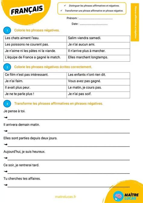 The French Language Worksheet With Instructions For Students To Learn