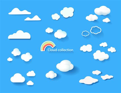 Set Of Cloud In Sky Flat Clouds Collection Vector Illustrator