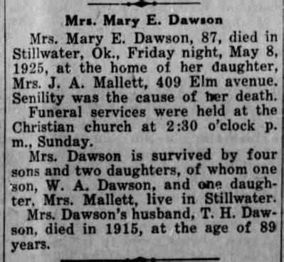 Mary Elizabeth Betty Dawson Dawson M Morial Find A Grave