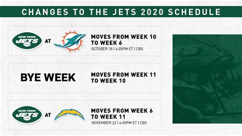 NFL Makes Changes to Jets' Schedule in Coming Weeks