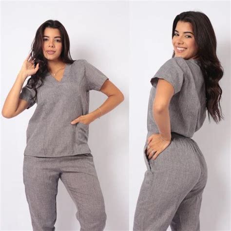 Conjunto Pijama Cirúrgico Scrub Feminino Esther Melange PCM