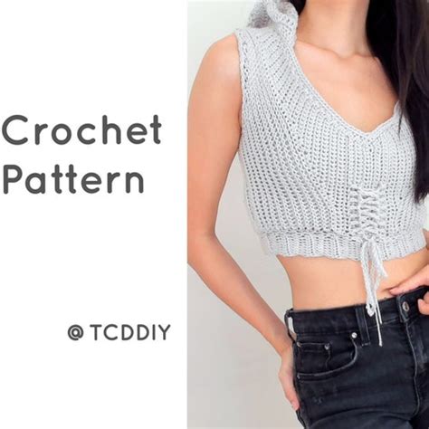 Crochet Cropped Long Sleeve Cable Stitch Fold Top Pdf Pattern Etsy