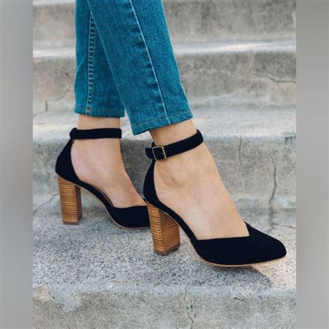 Soludos Collette Block Heel Black Heels Ankle Strap Heels Black