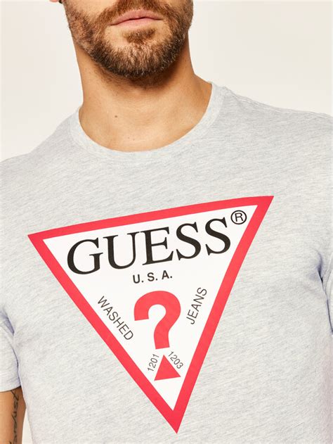 Guess T Shirt Cn Ss Original Logo Tee M0YI71 I3Z11 Szary Slim Fit