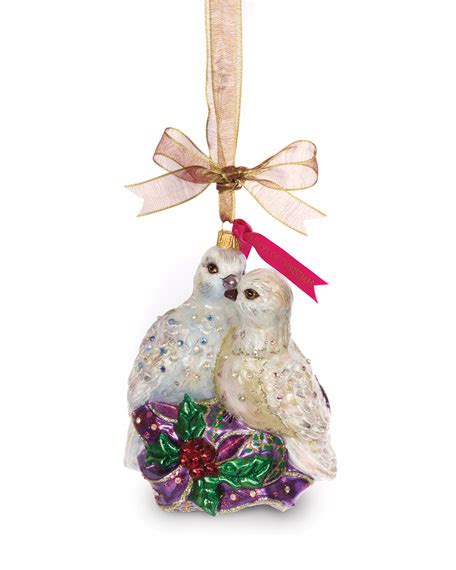 Jay Strongwater Two Turtle Doves Glass Ornament