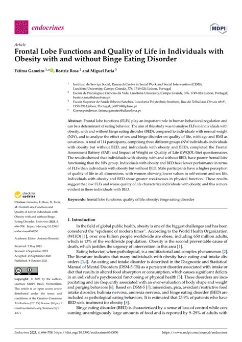 Pdf Frontal Lobe Functions And Quality Of Life In Individuals With