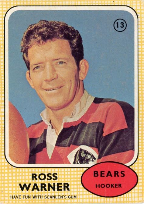 1970 Scanlens Common Card Base 13 Ross Warner North Sydney Bears