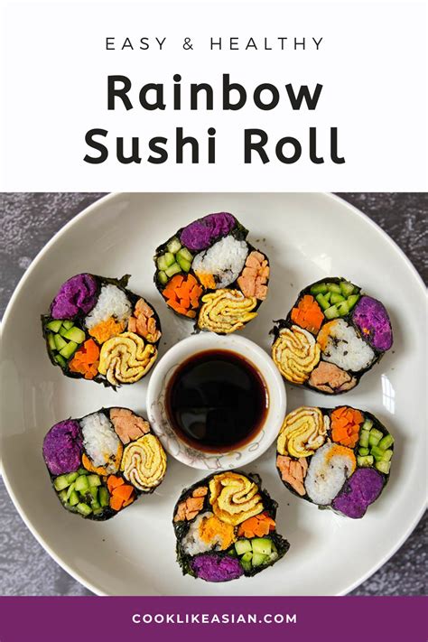 Easy And Healthy 6 Color Rainbow Sushi Rolls Cook Like Asian Recipe