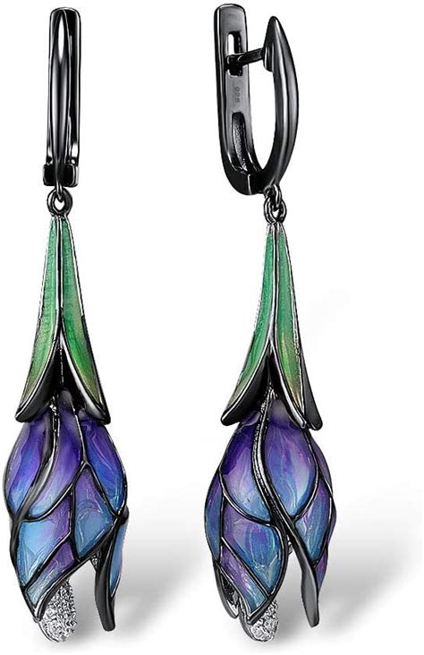 Amazon Santuzza Tulip Earrings Sterling Silver Enamel Floral