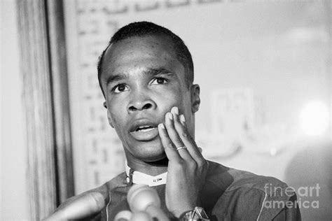 Sugar Ray Leonard Speaking At Press by Bettmann