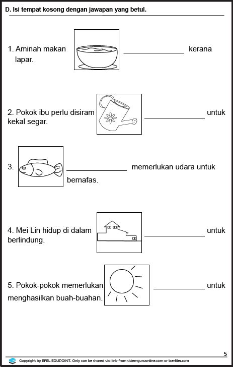 Lembaran Kerja Latihan Sains Tahun 1 Tumbuhan Tumbuhan Online Pdf