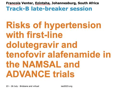 Risks Of Hypertension With First Line Dolutegravir And Tenofovir