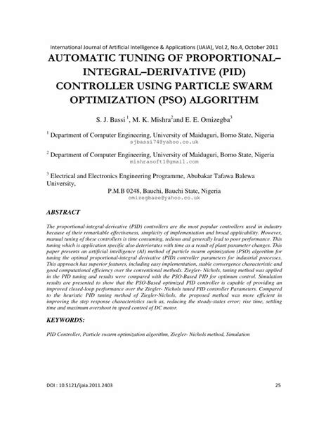 PDF Automatic Tuning Of ProportionalIntegralDerivative PID