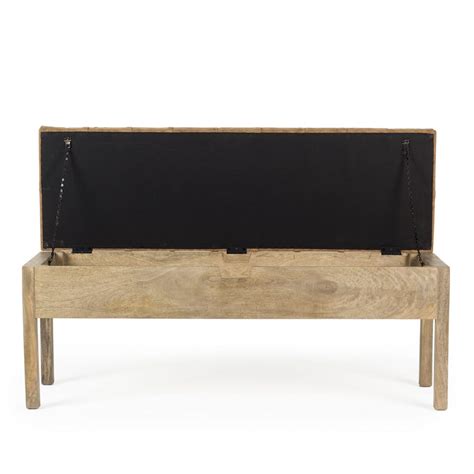 Storage bench, seat upholstered in leatherette.