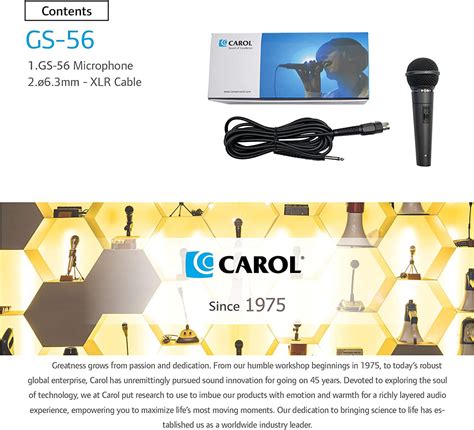 CAROL GS 56 Dynamic Unidirectional Vocal Cardioid Microphone With 4 5M