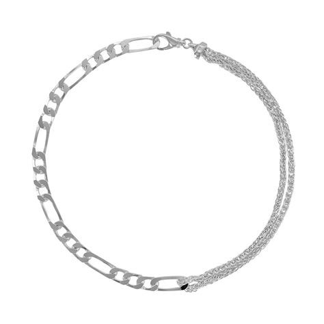 Collier maille figaro triple et chaîne 2 rangs en argent 925 1000