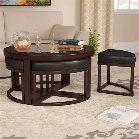 Coffee Table With Stools Underneath | Foter