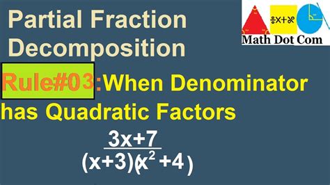 Partial Fraction Decomposition Repeated Quadratic Factors Math Dot Com Youtube