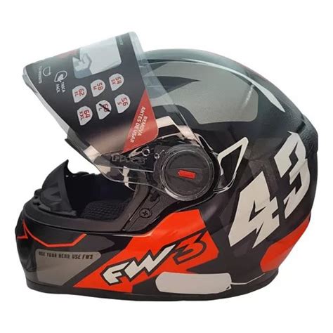 Capacete Fw Gtx Preto Grafite C Viseira Solar