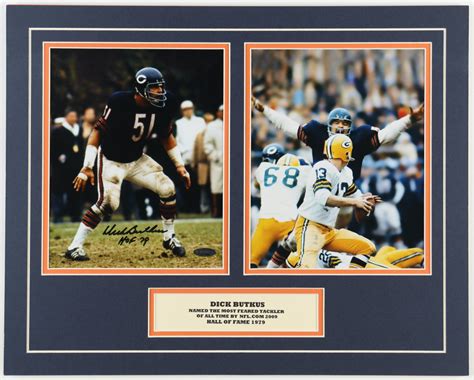 Dick Butkus Signed Bears Custom Matted Photo Display Tristar