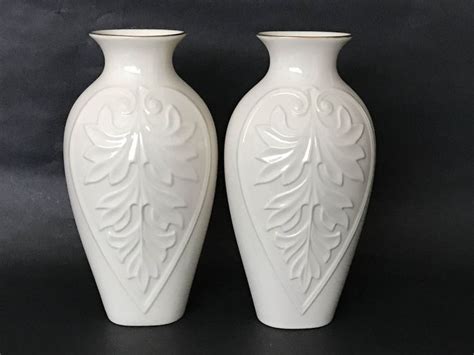 Pair Lenox China Vases Vintage Lenox Corinthian Fine Porcelain China