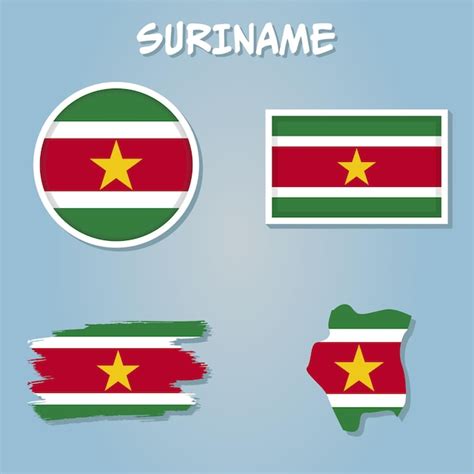 Premium Vector Suriname Flag Map Map Of The Republic Of Suriname With