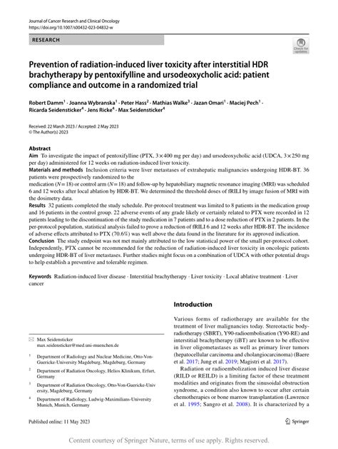 Pdf Prevention Of Radiation Induced Liver Toxicity After Interstitial