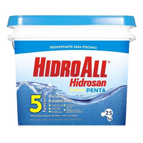 Cloro Granulado Hidroall Hidrosan Penta Para Piscina Balde 2 5kg