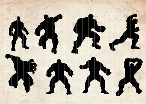 Hulk Silhouette,8 Png Clipart , Instant Download, Hulk Superhero ...