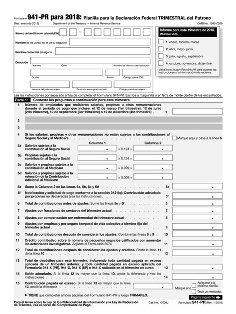 2018 Form Irs 941 Pr Fill Online Printable Fillable Blank Pdffiller