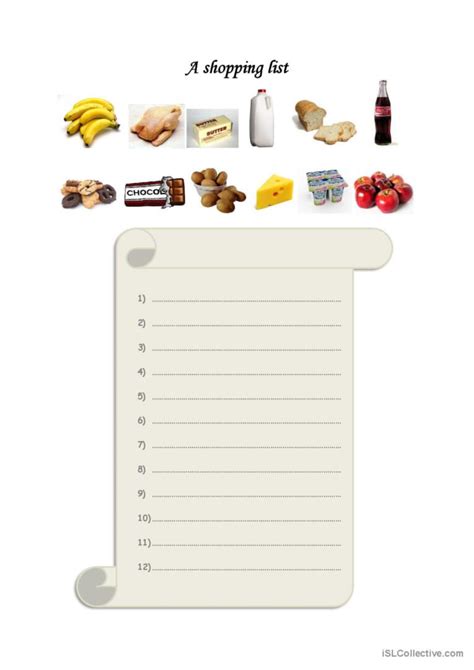 Shopping List Worksheet Hot Sex Picture