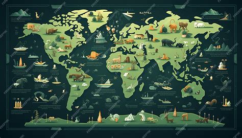 Premium AI Image | world wildlife a map of the world with different ...