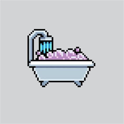 Premium Vector Pixel Art Illustration Bathtub Pixelated Bathtub