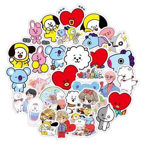 Jual Ready Stock 60Pcs Stiker BTS BT21 Sticker BTS Decal Kpop Kartun