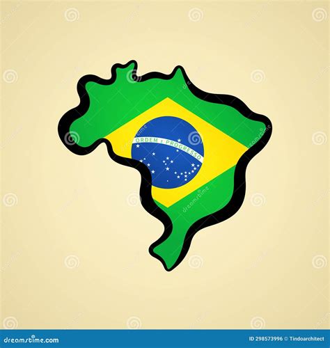 Brazil Map Colored With Flag Stock Vector Illustration Of Brazilian