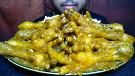 Eating Spicy Chicken Feet Curry With Rice Eating Valobashi Youtube