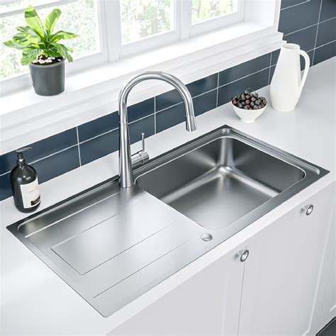 Single Bowl Chrome Stainless Steel Kitchen Sink With Reversible Drainer Enza Isabella Beba