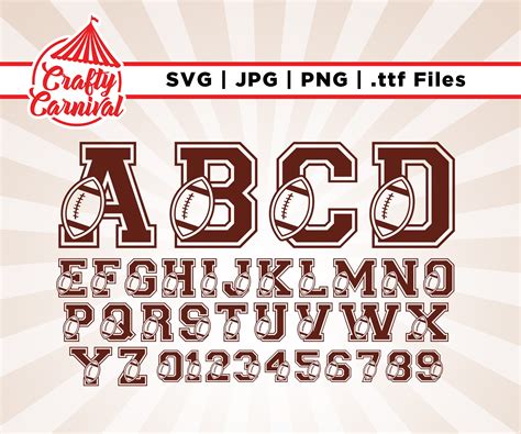 Football Svg Alphabet Football Numbers Svg Png Sports Font Svg