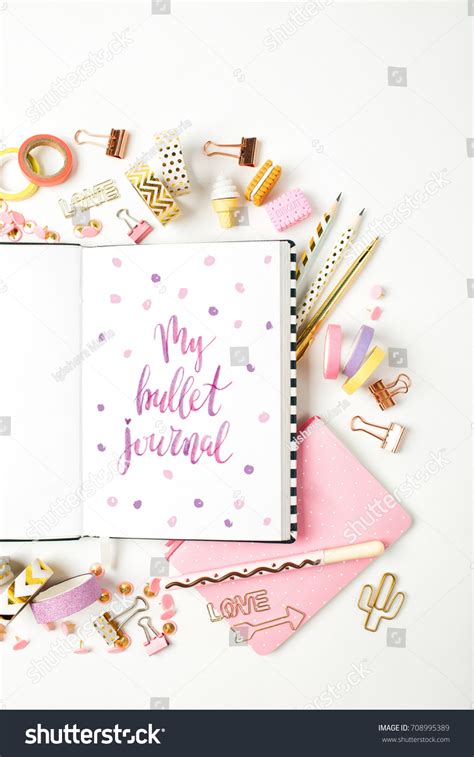 Bullet Journal Stationery Stock Photo (Edit Now) 708995389