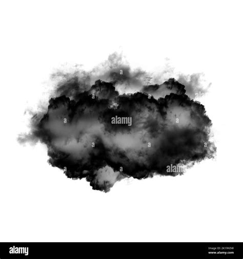 Black Cloud Isolated Over White Background 3d Illustration Natural