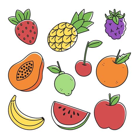 Colección de frutas dibujadas a mano Vector Gratis